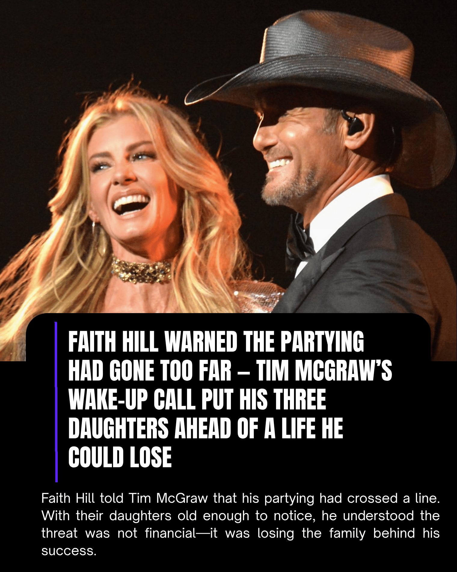 Faith Hill Warned the Partying Had Gone Too Far — Tim McGraw’s Wake-Up Call Put His Three Daughters Ahead of a Life He Could Lose