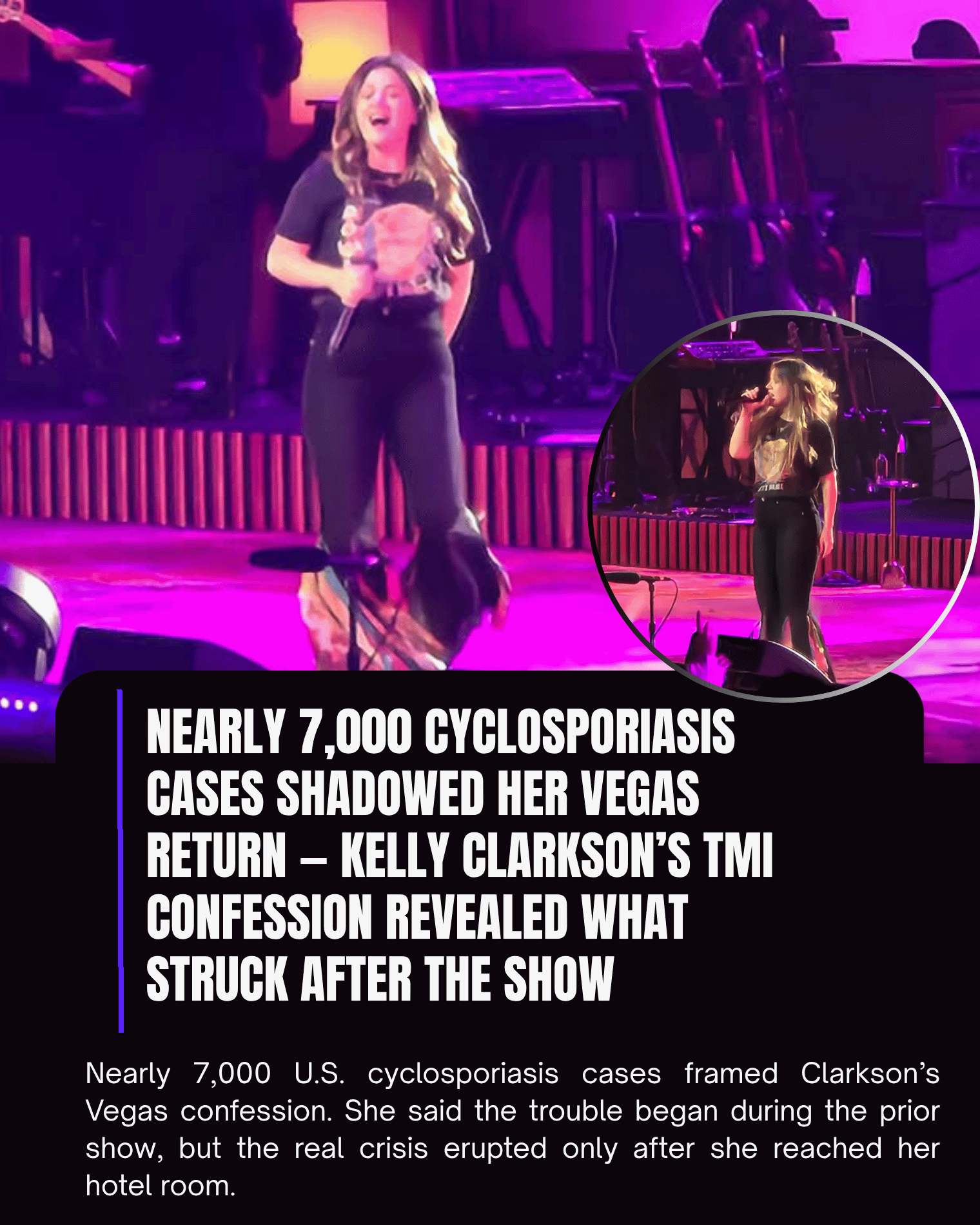 Nearly 7,000 Cyclosporiasis Cases Shadowed Her Vegas Return — Kelly Clarkson’s TMI Confession Revealed What Struck After the Show