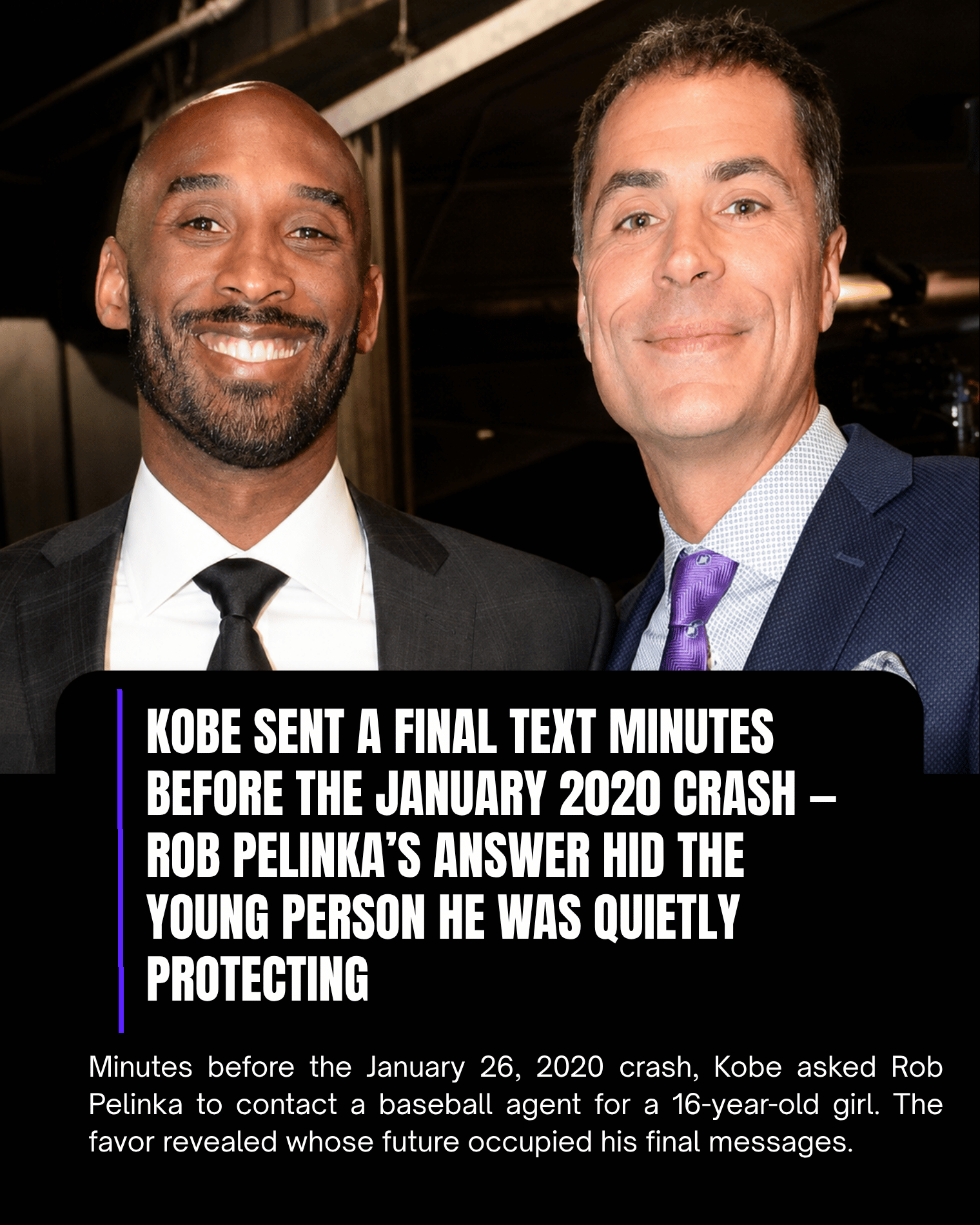 Kobe Sent a Final Text Minutes Before the January 2020 Crash — Rob Pelinka’s Answer Hid the Young Person He Was Quietly Protecting