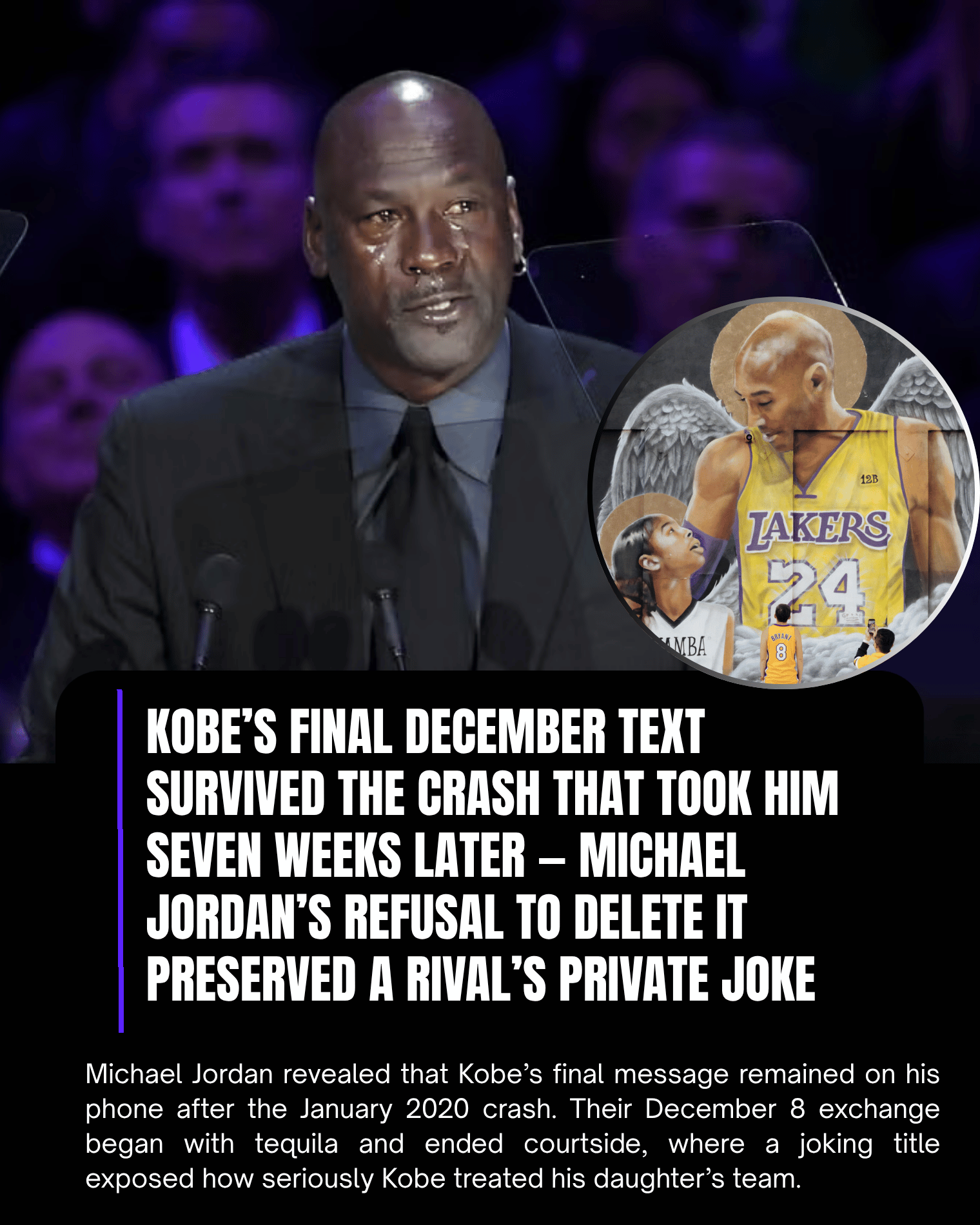 Kobe’s Final December Text Survived the Crash That Took Him Seven Weeks Later — Michael Jordan’s Refusal to Delete It Preserved a Rival’s Private Joke