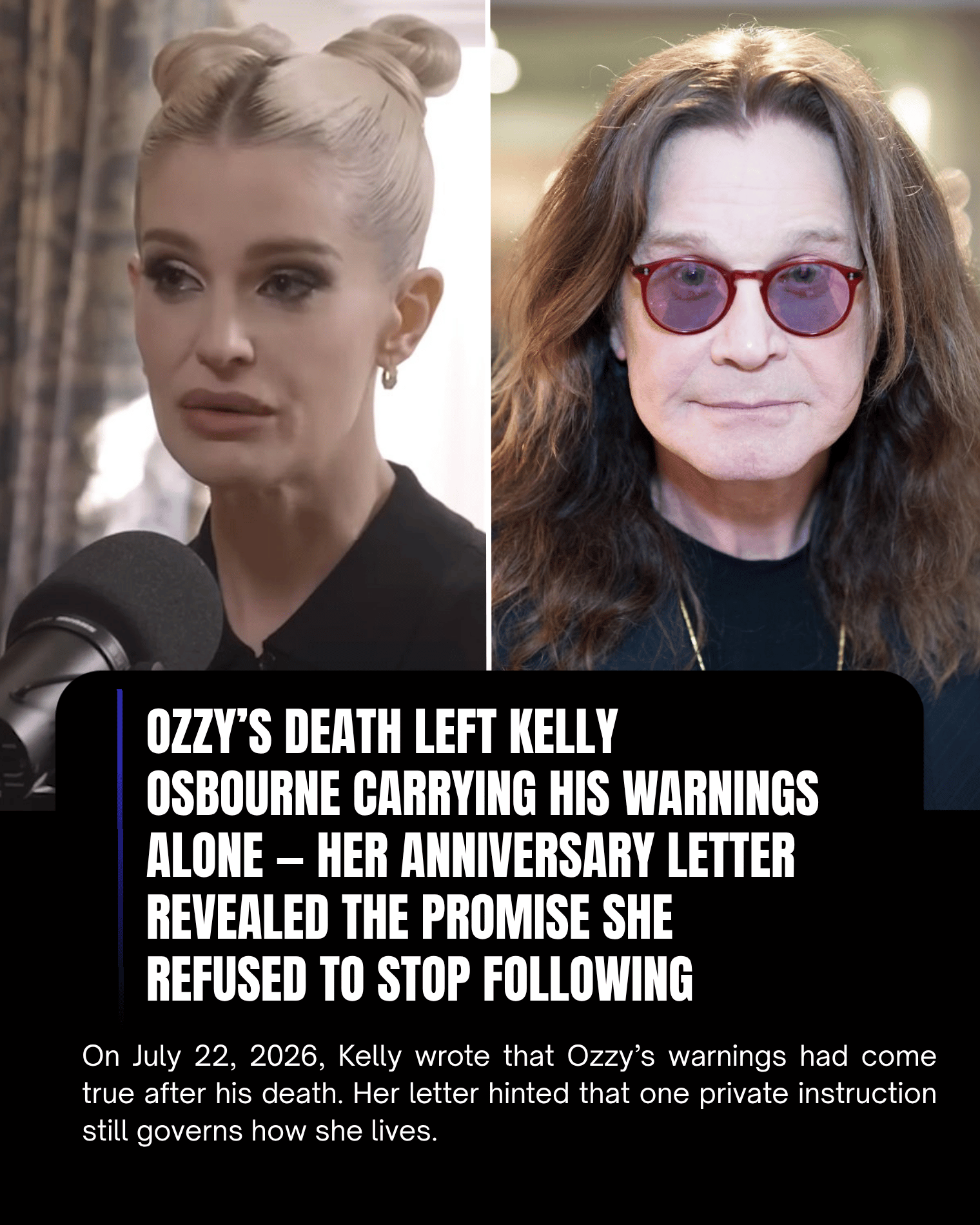 Ozzy’s Death Left Kelly Carrying His Warnings Alone — Her Anniversary Letter Revealed the Promise She Refused to Stop Following