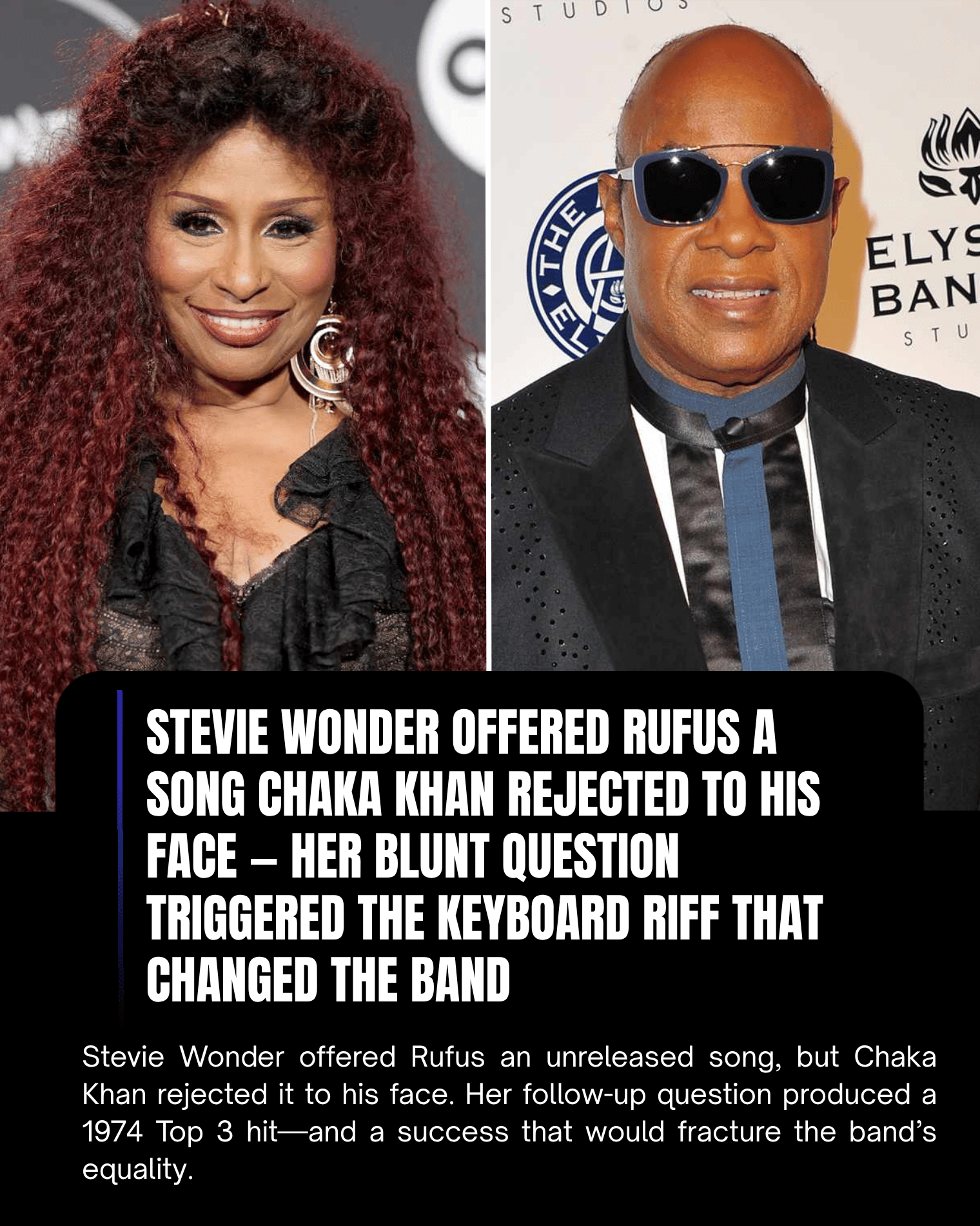 Stevie Wonder Offered Rufus a Song Chaka Khan Rejected to His Face — Her Blunt Question Triggered the Keyboard Riff That Changed the Band