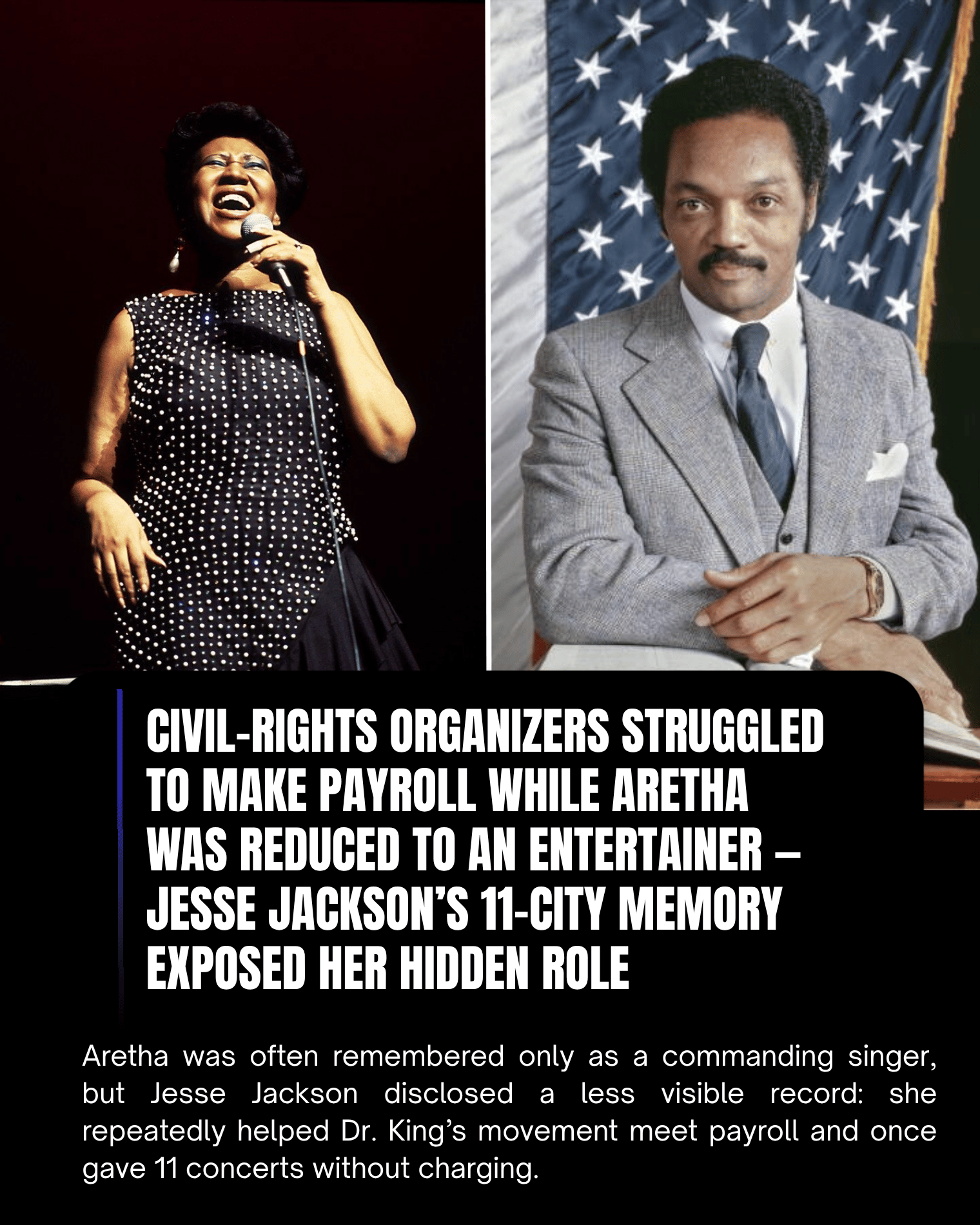 Civil-Rights Organizers Struggled to Make Payroll While Aretha Was Reduced to an Entertainer — Jesse Jackson’s 11-City Memory Exposed Her Hidden Role