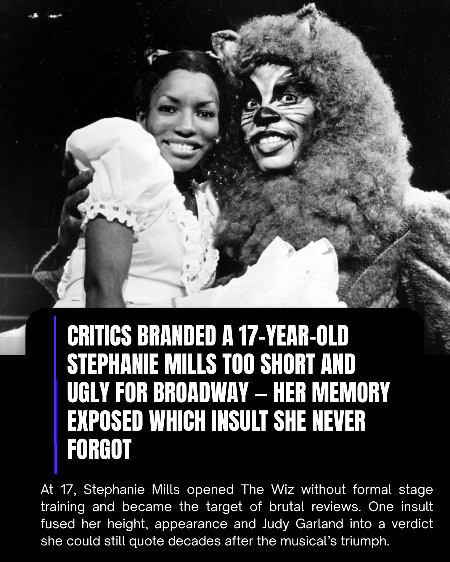 Critics Branded a 17-Year-Old Stephanie Mills Too Short and Ugly for Broadway — Her Memory Exposed Which Insult She Never Forgot