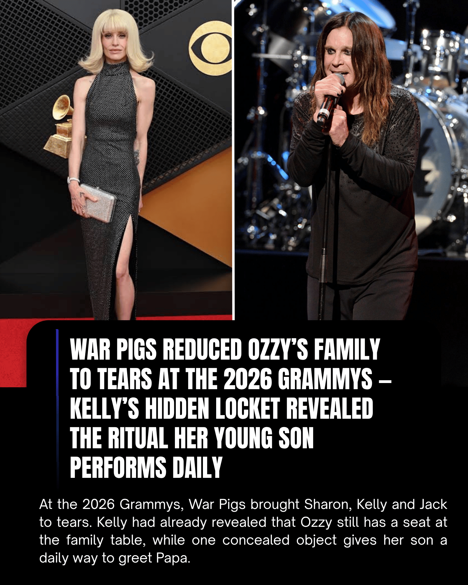 War Pigs Reduced Ozzy’s Family to Tears at the 2026 Grammys — Kelly’s Hidden Locket Revealed the Ritual Her Young Son Performs Daily