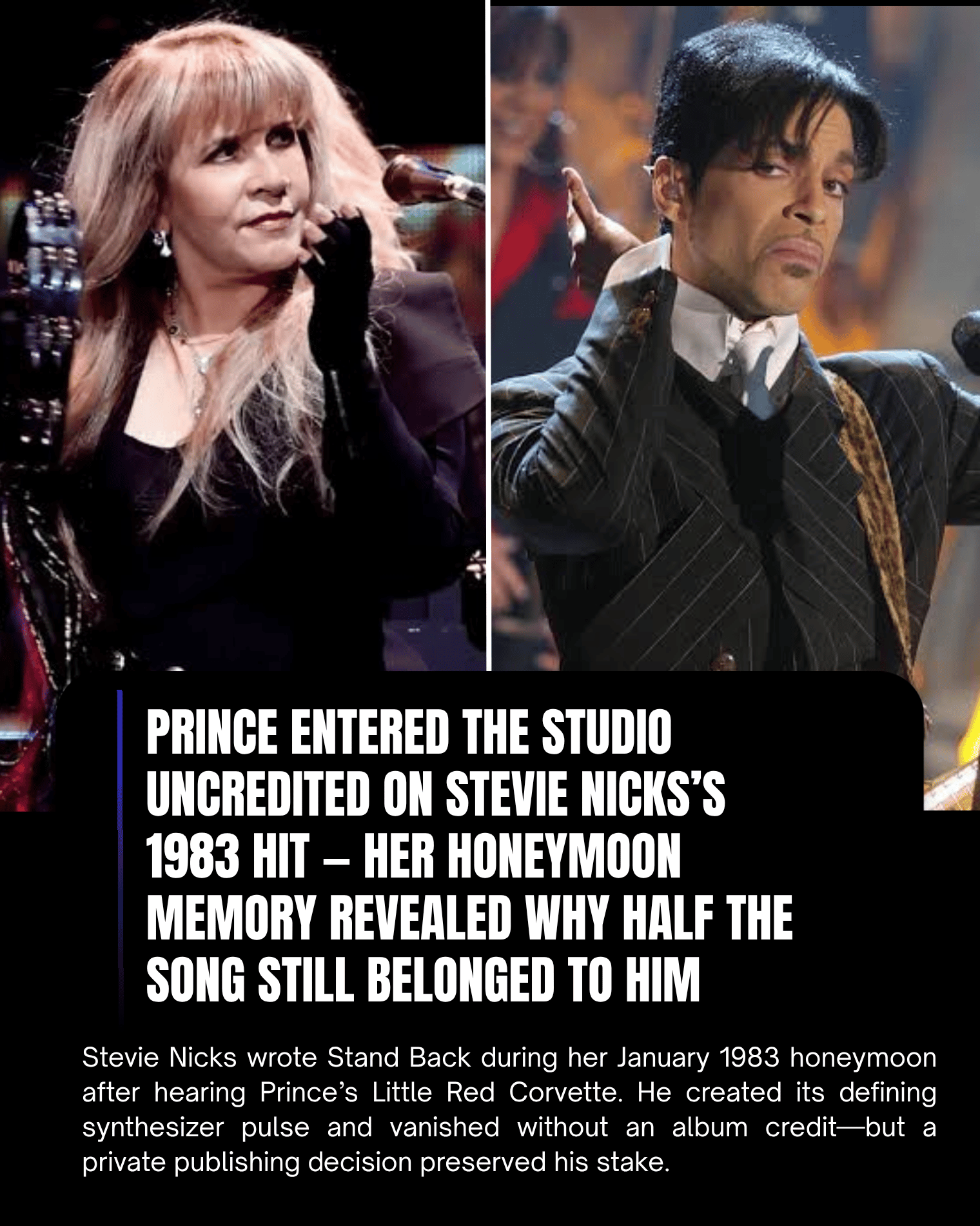Prince Entered the Studio Uncredited on Stevie Nicks’s 1983 Hit — Her Honeymoon Memory Revealed Why Half the Song Still Belonged to Him