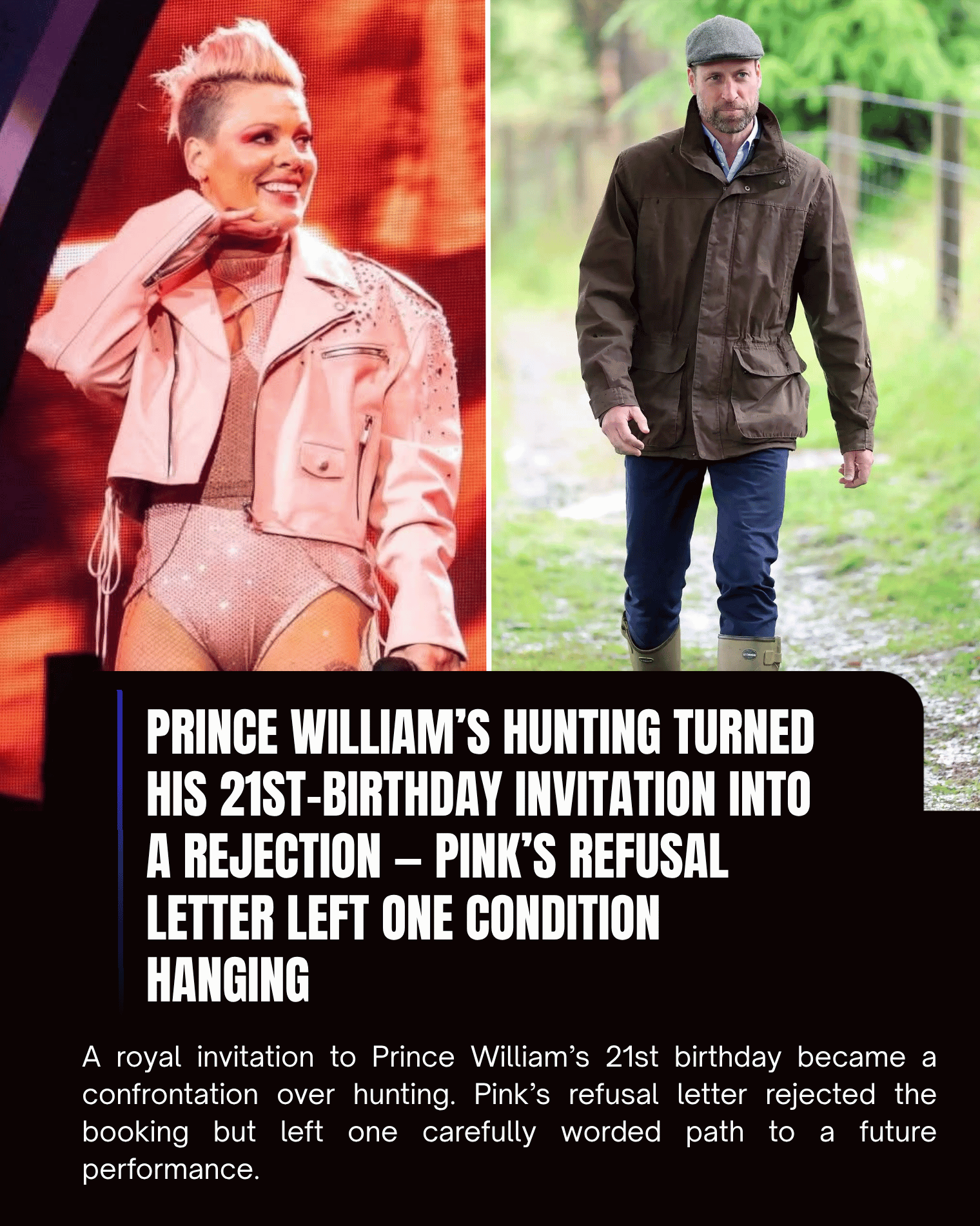 Prince William’s Hunting Turned His 21st-Birthday Invitation Into a Rejection — Pink’s Refusal Letter Left One Condition Hanging